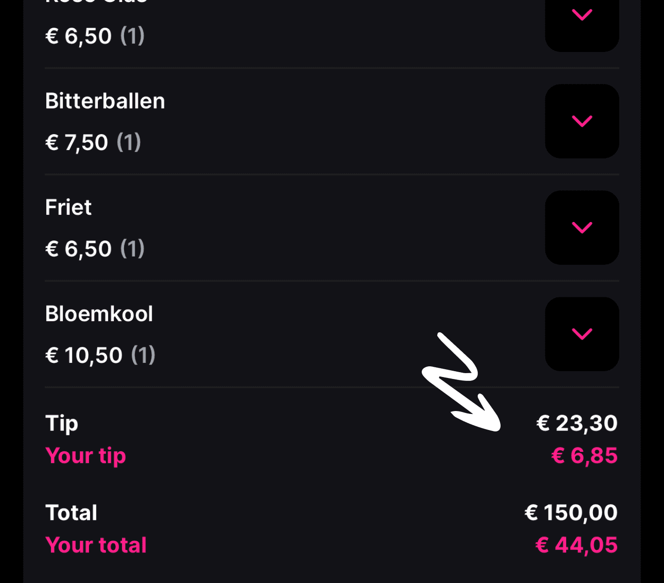 Automatische fooi verdeling